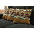 thumbnail image 5 of Ambesonne Animal Throw Pillow Cover 4 Pack, Hunt Zebra Tribe Ethnic, 18", Ruby Mustard, 5 of 5