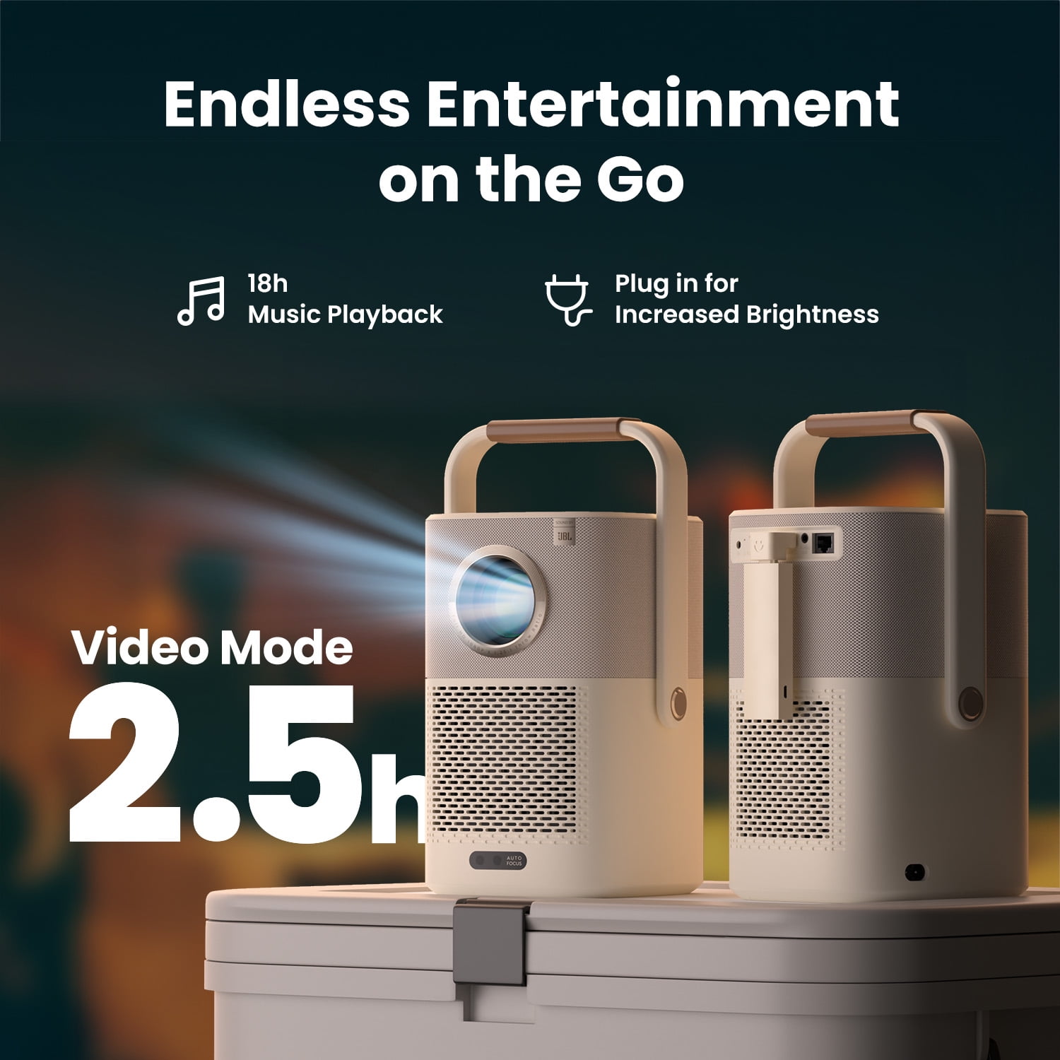 Yaber T2 Plus GTV Outdoor Projector Sound by JBL & Built-in Battery with Wifi 6 and Bluetooth, Native 1080P Movie Portable Projector for Indoor and Outdoor