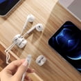 thumbnail image 4 of Clips organizadores de cables de escritorio blancos - Juego de 5 - Organizador de cables de silicona con adhesivo fijo para guardar cables de escritorio para cargador, mouse, auriculares y P, 4 of 5