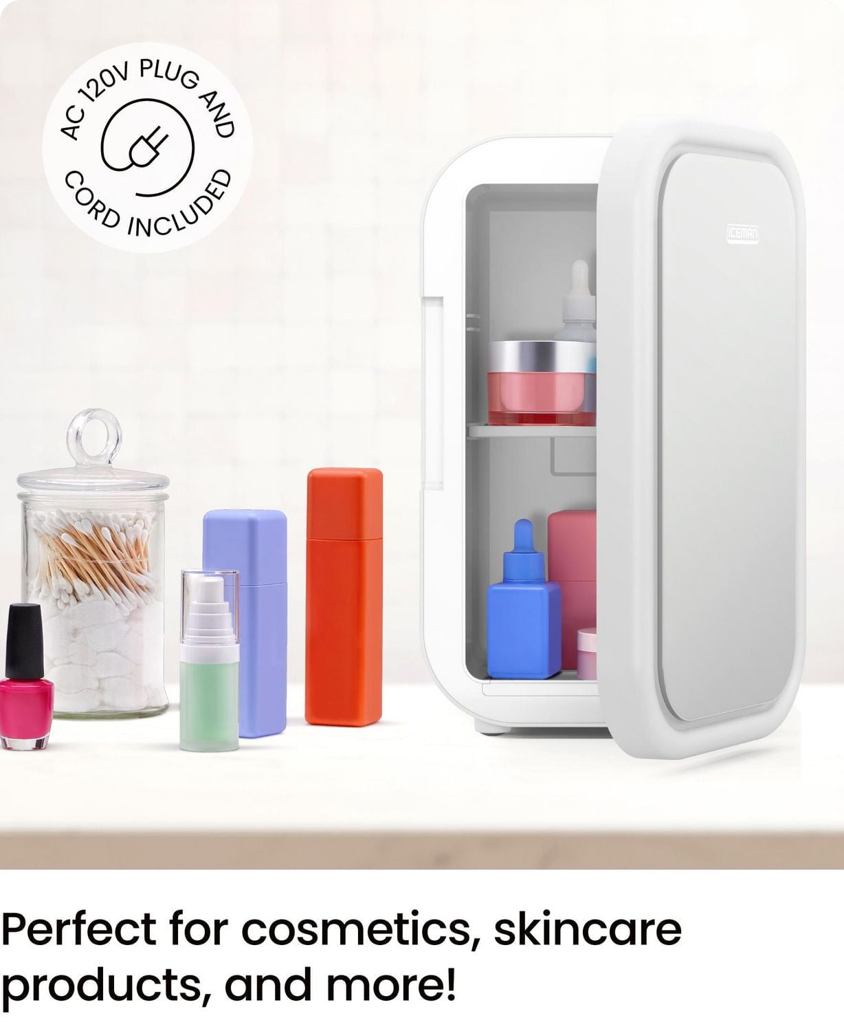 Mini-réfrigérateur portable ICEMAN avec 8 canettes de 355 ml (12 oz), refroidit et chauffe, prise pour voiture incluse - Blanc, Nouveau