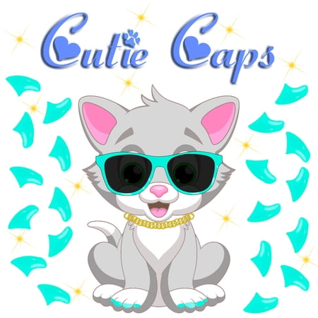 Cutie Caps 40 pack Small Aqua Soft Nail Guard for Cat Paws / Claws