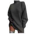 thumbnail image 1 of Gibobby Suéter de Cuello Alto para Mujer, Suéteres de cuello alto para mujer, de gran tamaño, 2023, manga larga , dobladillo derramado, suéter de punto(Gris oscuro,CH), 1 of 5
