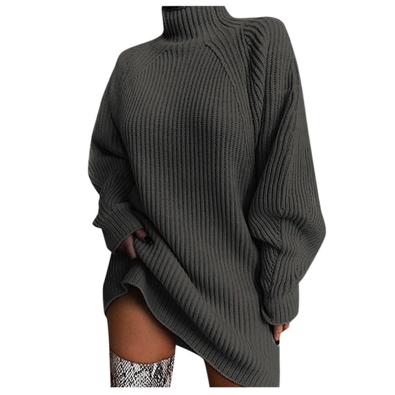 Sweaters for women Women Long SleeveTurtlenec Winter High Waist Loose Sweater Dress Pullover Jumper christmas sweater women