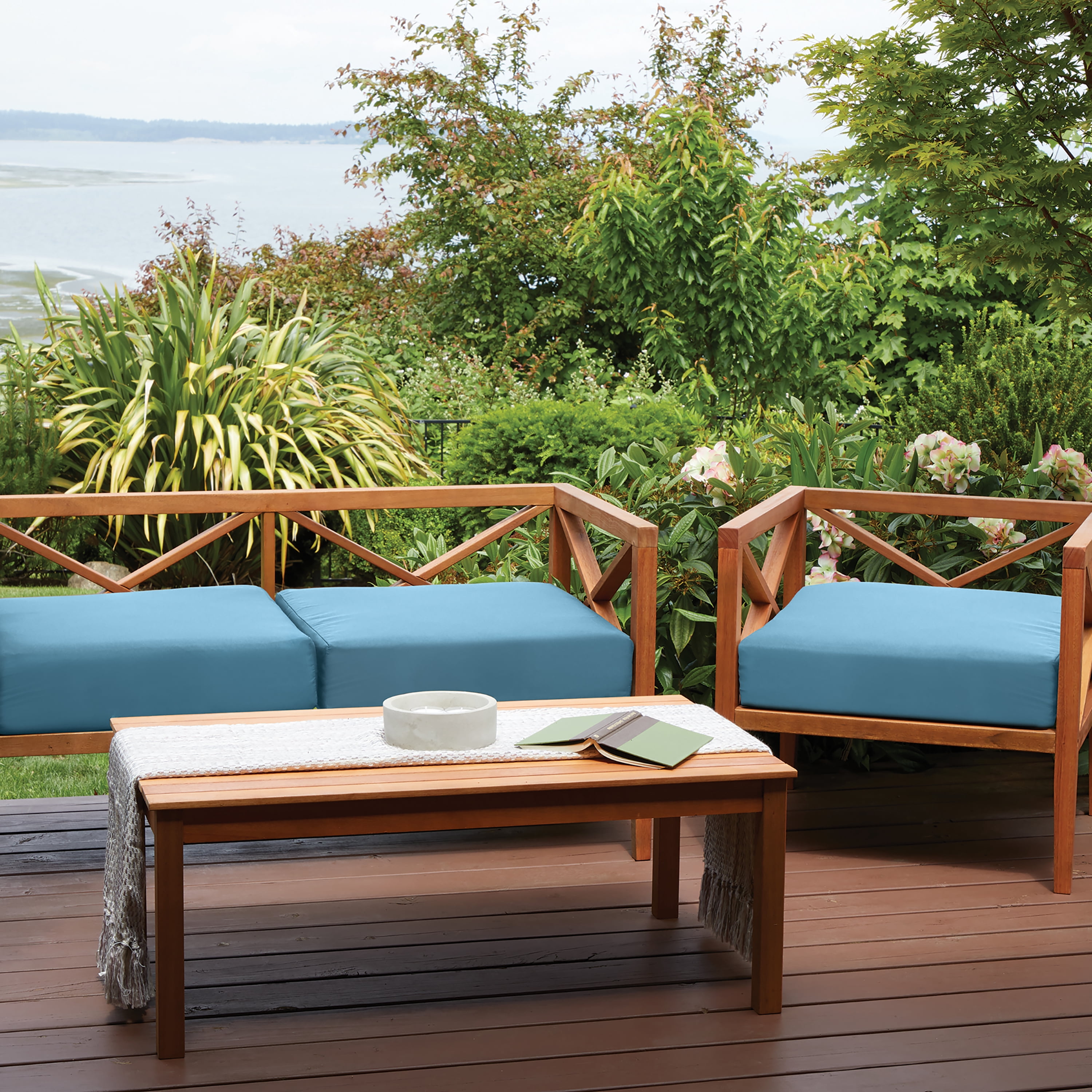 Classic Accessories Ravenna Water- Patio Lounge Chair/Loveseat Back Cushion, 21 x 20 x 4 Inch, Empire Blue