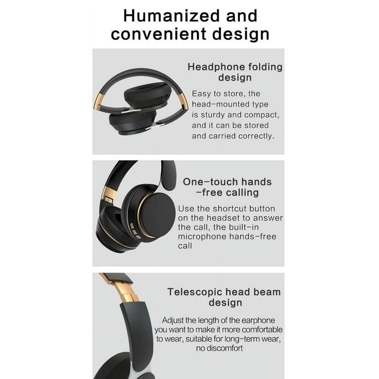 for Doogee S98 Pro Headphones Over-Ear 2 in 1 Cordless Foldable