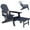 Navy Blue, variant on Folding Adirondack Chair with Ottoman, Adjustable Backrest Plastic HDPE Adirondack Chairs w/4 in 1 Cup Holder Tray, Black