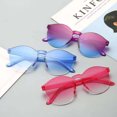 thumbnail image 2 of "Trendy UV400 Oval Sunglasses - Rimless Polycarbonate Frame in Classic Black", 2 of 6