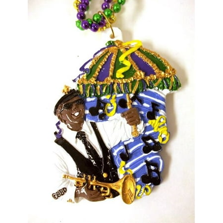New Orleans Bourbon - 2nd line Jazz Band Horn Parasol New Orleans Music Mardi Gras Bead Bourbon Street