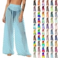 thumbnail image 1 of Pincandy Women See Through Sheer Mesh Pants Beach Swimsuit Bikini Bottom Cover up Party Club Elastic High Waist Wide Leg Pants, 1 of 7