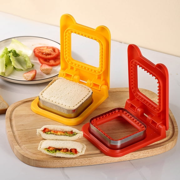 Sandwich Cutter And Sealer Pocket Sandwiches Maker Uncrustables Cutter Stainless Steel Blade Safe Design Easy to Use Kitchen Tools for Kids -Random Color,A