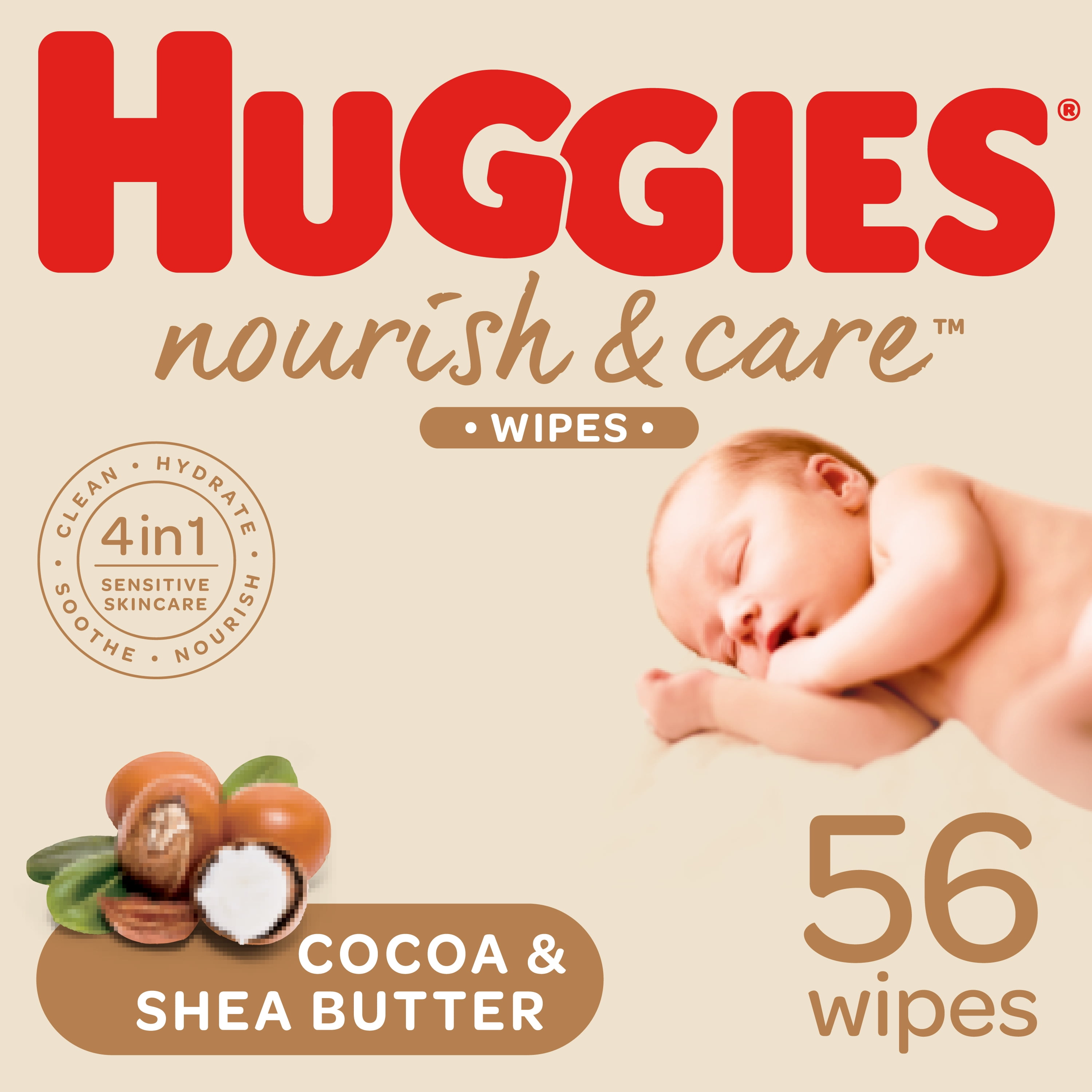 Huggies Nourish & Care Scented Baby Wipes, 56 Sheets