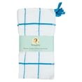 thumbnail image 4 of Sloppy Chef Bulk Case of 144 Kitchen Dishcloths (13x13), Cotton, Blue Windowpane Stripes, 4 of 5