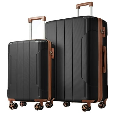 Luggage Sets 2 Piece, Hardshell ABS Lightweight and Expandable(only 28') Suitcases with Double Wheels, Carry-on Luggage, 2-Piece Set (20/28), Black Brown
