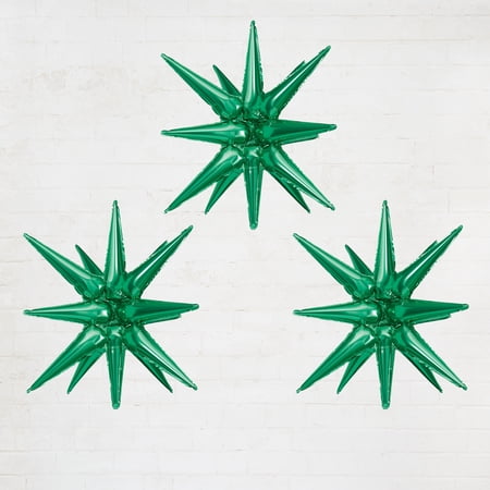 Celebrate It Starburst Foil Balloons – 12-Point 3D Party Decoration – Green – 26 – 6 Pack
