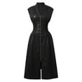 thumbnail image 3 of Women's Casual Dress Sleeveless Leather Zip Long Dress For Daily Vacation Stylish Solid Color Design Comfortable Fashion Outfit Dresses for Women plus Size Elegant Dress for Women Womens Summer, 3 of 4