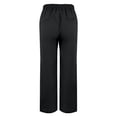 thumbnail image 3 of Pantalones casuales de lino para mujer: cintura alta con bolsillos laterales, pantalones largos para primavera/verano, 3 of 4