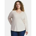 thumbnail image 2 of (2 pack) Terra & Sky Women's Plus Size V-Neck Tee with Long Sleeves, Sizes 0X-5X, 2 of 6