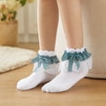 thumbnail image 4 of Toddler Girl Socks with Bow Lace Ruffle Frilly Dress Sock Plaid Bowknot Soft Cotton Ankle Cute Princess Socks for Kids Birthday*1pc, 4 of 6