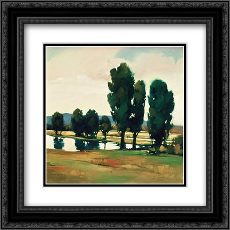 Art Print Greg Stocks - Dusk on the Water 2x Matted 20x20 Black Ornate Framed Art Print by Stocks, Greg