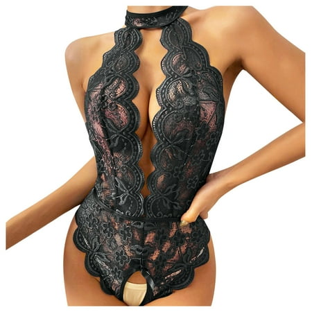 

Netehipn Women Lingerie Lace Bodysuit One Piece Babydoll Teddy Chemise Sleepwear