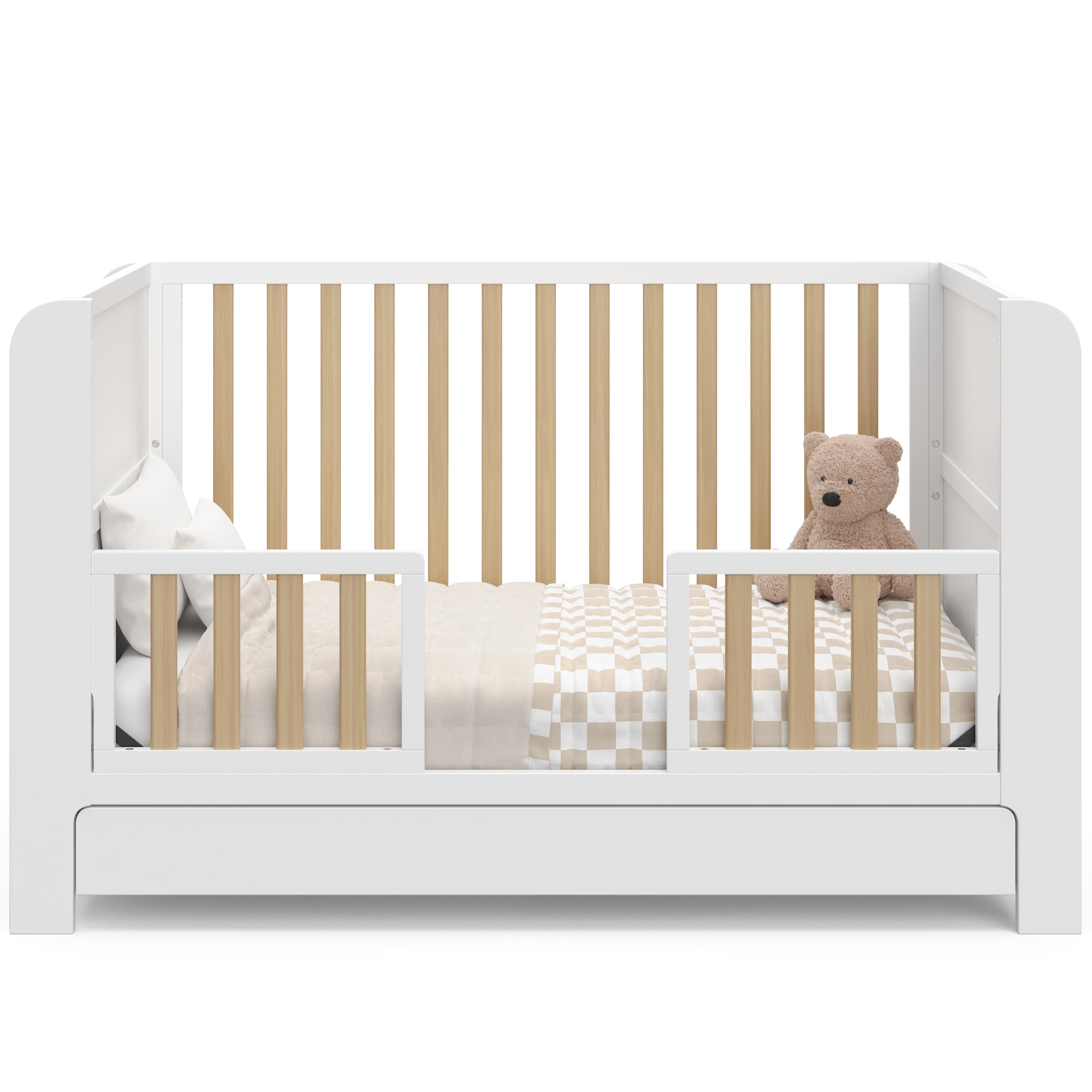 Graco Read-with-Me 4-in-1 Convertible Baby Crib with Drawer, White with Driftwood