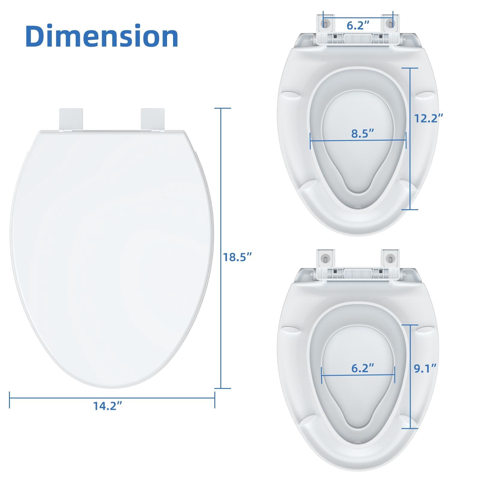 Elongated Soft-Close Toilet Seat with Built-in Toddler Potty Training Seat – Easy Installation, Durable & Quiet Close, Fits Adult & Child, Includes Quick-Detach Hinges