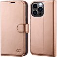 thumbnail image 1 of iPhone 13 Pro Case, iPhone 13 Pro 5G Case[Card Holder][Kickstand] [TPU Inner Shell][RFID Blocking] Flip Phone Cover Compatible for 6.1 Inch iPhone 13 Pro -Black - 3 Rear Cameras (Peach Metallic), 1 of 7