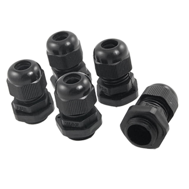 Unique Bargains 5 Pcs PG9 Black Plastic Waterproof Cable Connectors New