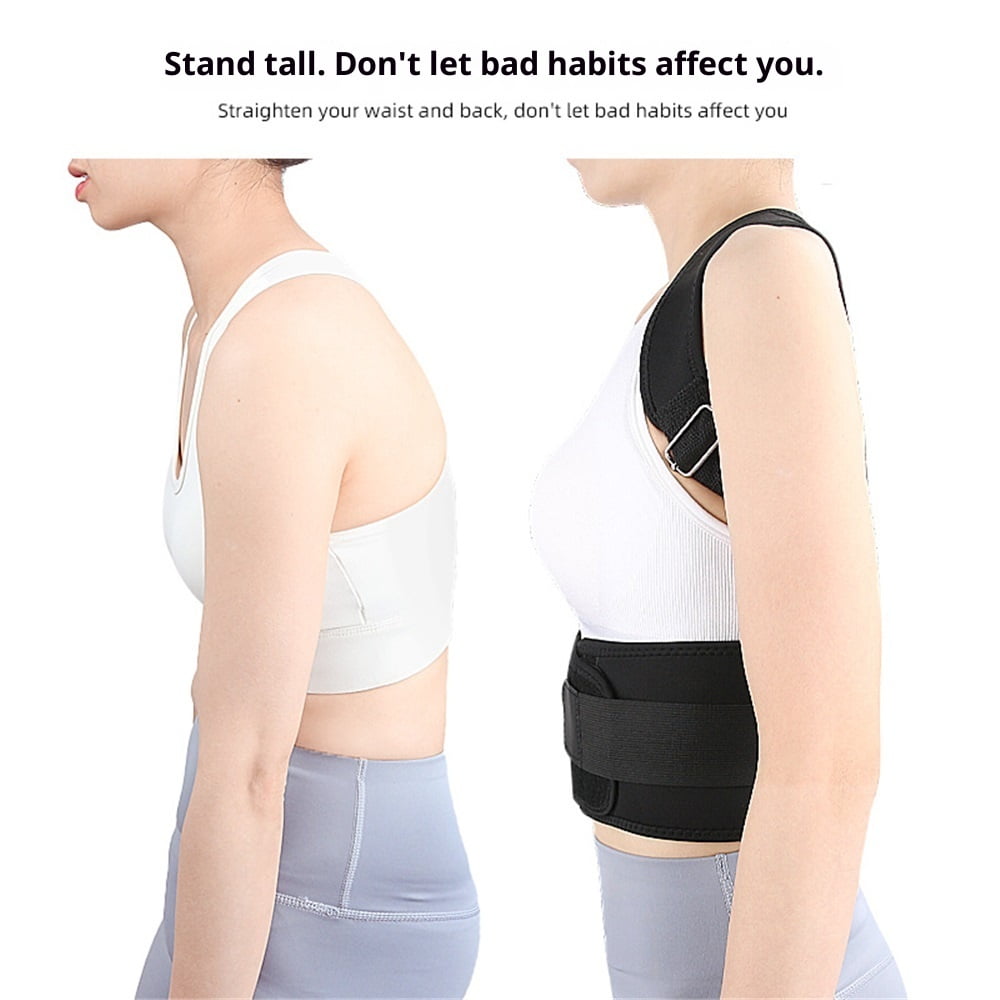 Thoracic Back Brace Posture Corrector - Magnetic Support for Neck Shoulder Upper and Lower Back Pain Relief - Perfect Posture Brace for Cervical Lumbar Spine - Fully Adjustable Belt (Black, L)