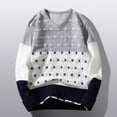 thumbnail image 2 of TFEOQRY Pullover Sweater for Men Loose Color Blocked Jacquard Knitwear Long Sleeved Round Neck Sweater Top Gray, 2 of 5