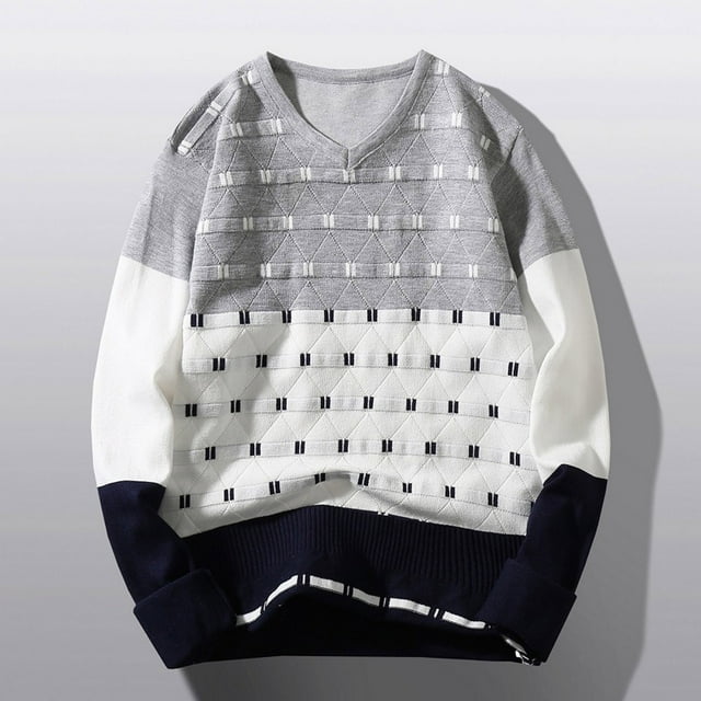 TIMIFIS Chandail Col Rond pour Hommes Chandails Décontractés Doux pour Hommes Chandail Classique Chandails avec Bordures Tricotées Chandail Automne/hiver