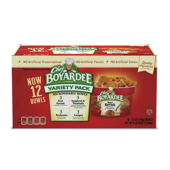 Product of CHEF BOYARDEE Microwavable Bowls Variety Pack 7.5 oz 12 Count