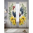 thumbnail image 3 of Sunflowers Rooster Sheer Curtains 96 Inches Long 2 Panels Set, Window Sheer Curtains for Living Room/Bedroom, Watercolor Leaves Retro Art Rustic Light Filtering Rod Pocket Curtain 52''x96''x2, 3 of 8