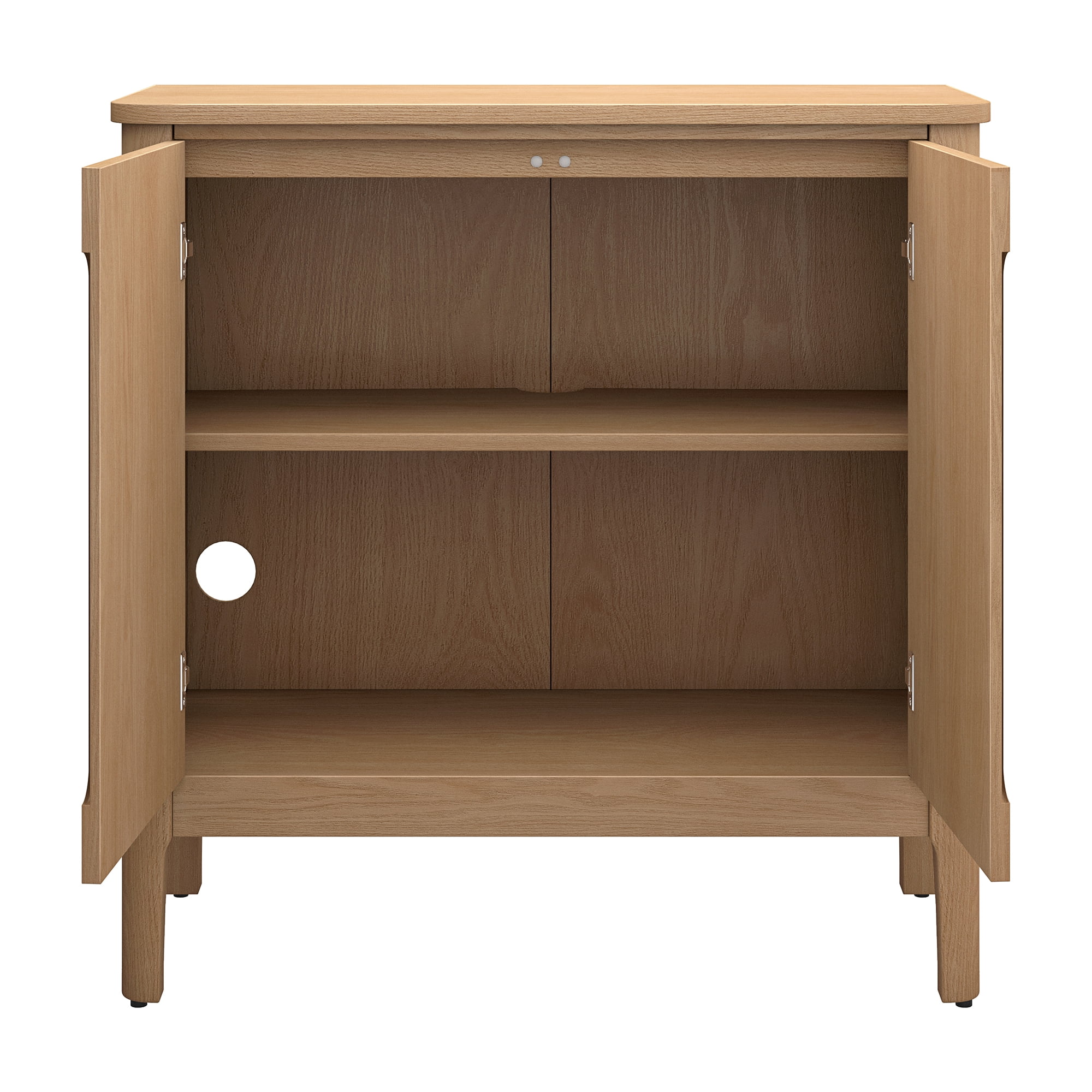 Evelyn&Zoe Manchester 32" Rectangular Solid Wood Accent Cabinet in Light Oak