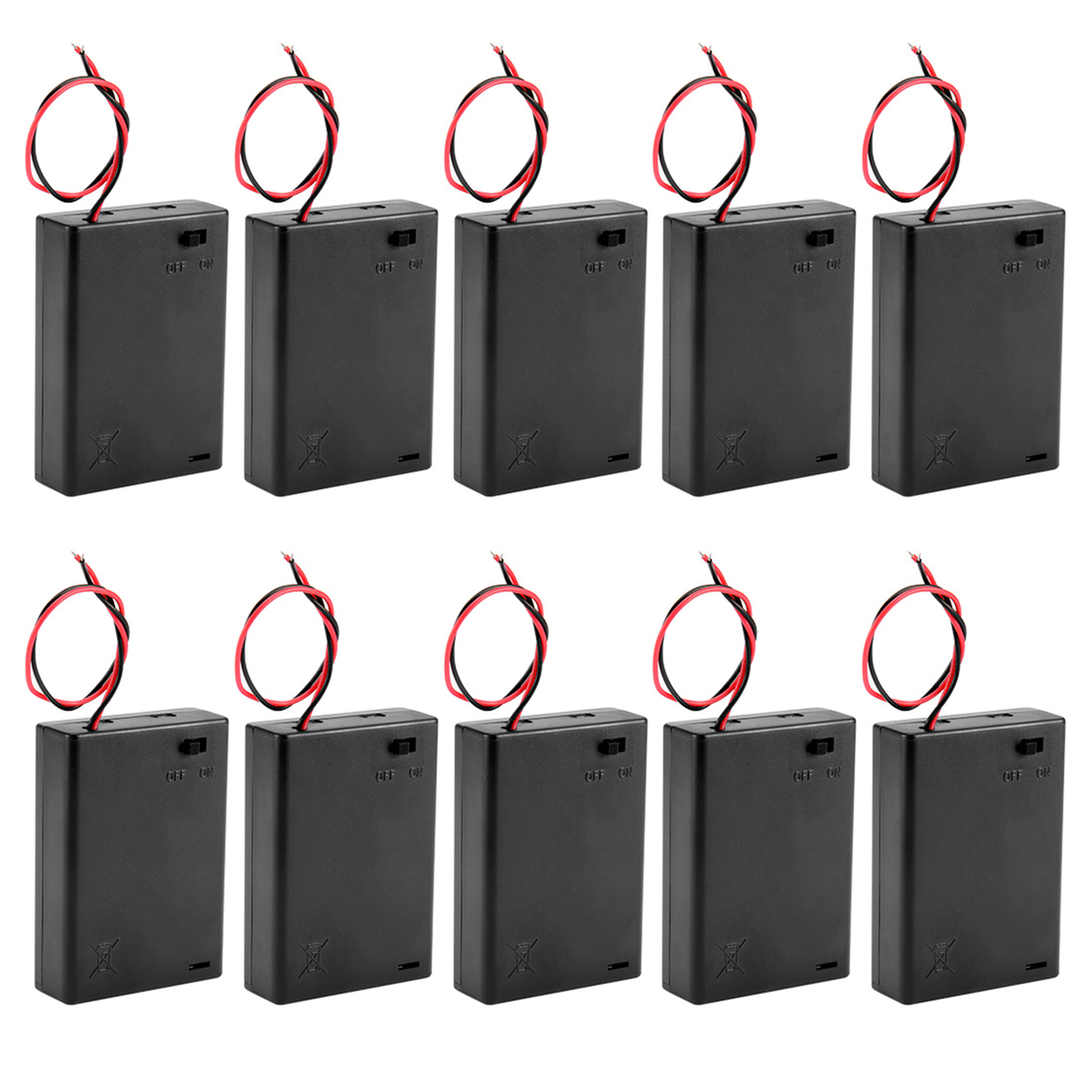 10Pcs 4.5V Battery Holder Case Storage Box 3x1.5V AA Batteries Wire Leads