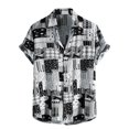thumbnail image 3 of CBGELRT Mens Shirts Summer Shirt for Men Button down Summer Printed Casual Short Sleeves Lapel Shirt Black L, 3 of 9
