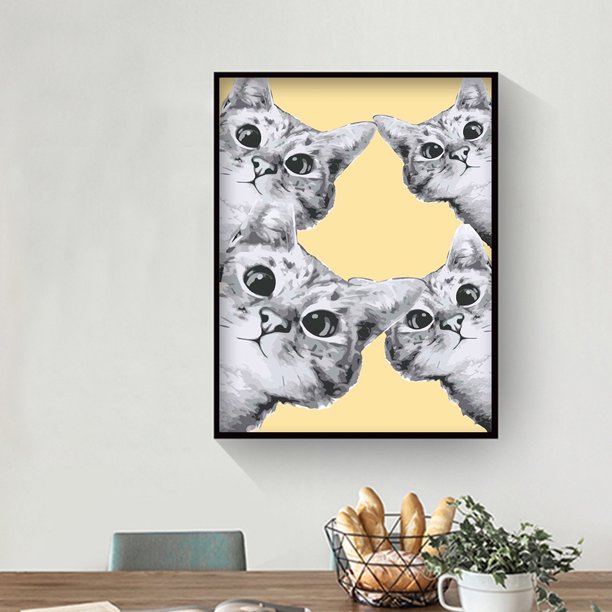 Cuadros Decorativos Pintura de diamante animal gato 5D decoración de diamantes de imitación con cuen Likrtyny embutido en tela