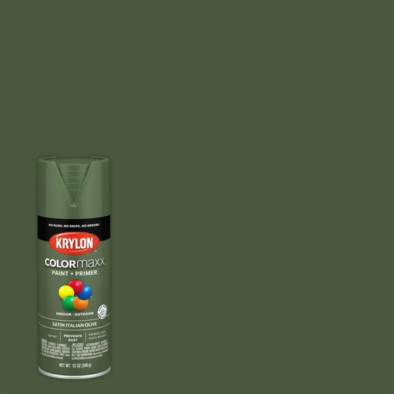 Krylon COLORmaxx Spray Paint   Primer, Satin, Italian Olive, 12 oz