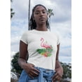 thumbnail image 2 of Smartprints Womens Graphic Tee White - Tropical Pink Flamingo 100% Cotton Regular Fit, 2 of 4