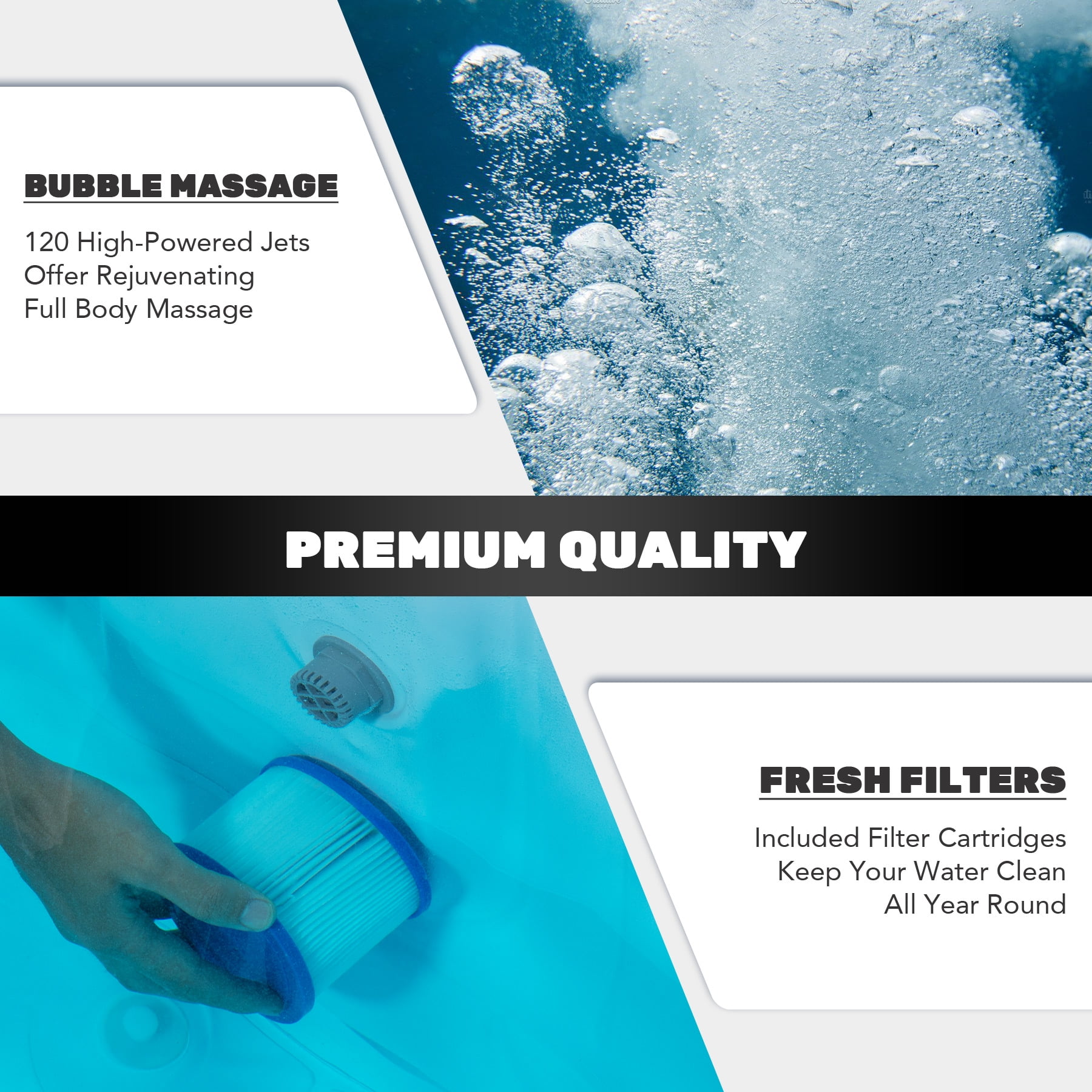 CO-Z  Inflatable Hot Tub 5ft Indoor Outdoor Spa with 120 Jets Heater Cover Pump Teal For 2-4 Person