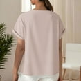 thumbnail image 4 of Summer Plus Size Shirts for Womens Fashion Round Neck Solid Color Light Sensing Face Short Sleeve Loose T-shirt, 4 of 7
