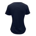 thumbnail image 5 of Delayuji Summer Solid Color Casual T Shirt U Neck Pullover Tight Short Sleeved Top Women Blue M Threadcloth Short Sleeve Shirts for Women, 5 of 5