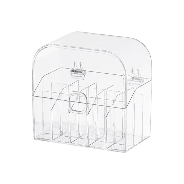 Soporte de caja de almacenamiento de lápiz labial con cubierta Organizador de tocador de 15 rejillas para bandeja de encimera de baño, transparente a Sunnimix n Organizador