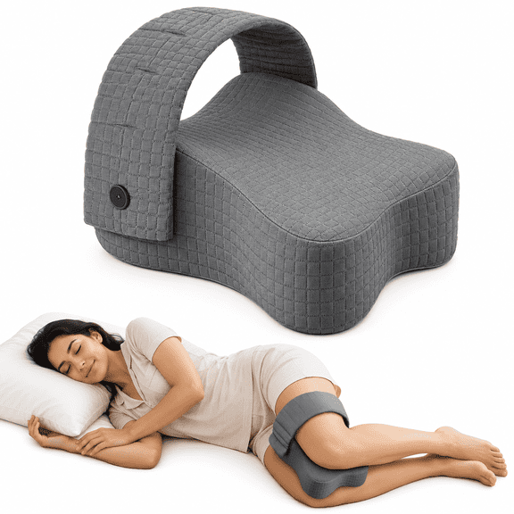 Knee Pillow for Side Sleepers, Memory Foam Leg Pillow with Adjustable Strap, Ergonomic Knee Support Pillow for Hip, Back and Leg Support, Contoured Cushion for Comfortable Sleeping