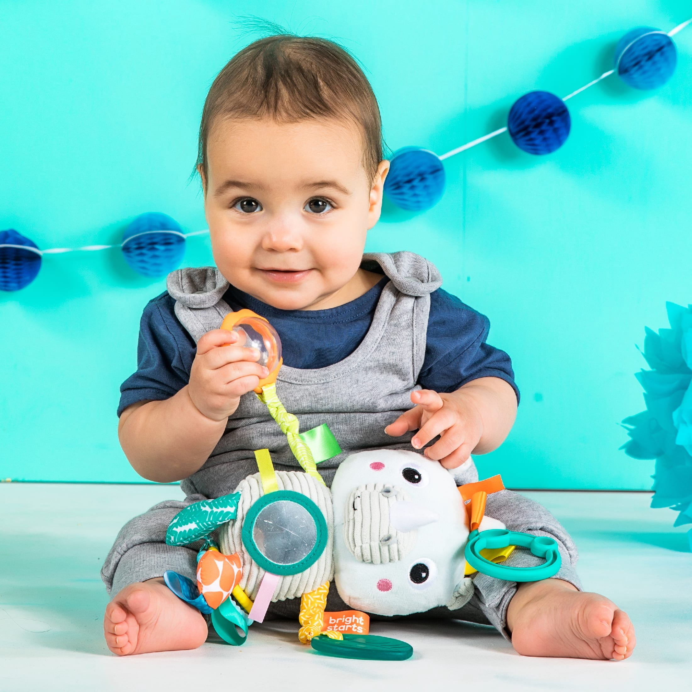 Bright Starts Playful Pals Activity Take-Along Toy - Rhino, Ages Newborn +