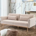 thumbnail image 3 of Velvet Loveseat, Modern Velvet Fabric Sofas for Small Spaces, Upholstered Armrest Sofas with Metal Legs, Overstuffed Classically 2-Seat Sofa Bed for Living Room Bedroom Office, 68.5"L, LLL1871, 3 of 10