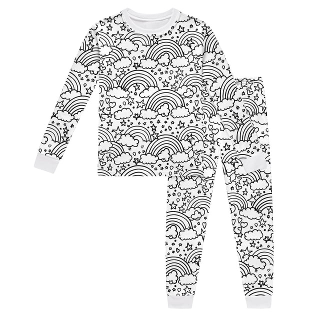 WEAIXIMIUNGChristmas Enfants Col Rond Manches Longues Haut Pantalon Pyjama Bricolage Peint à la Main Ensemble Tenue d'Intérieur 3-4 Ans