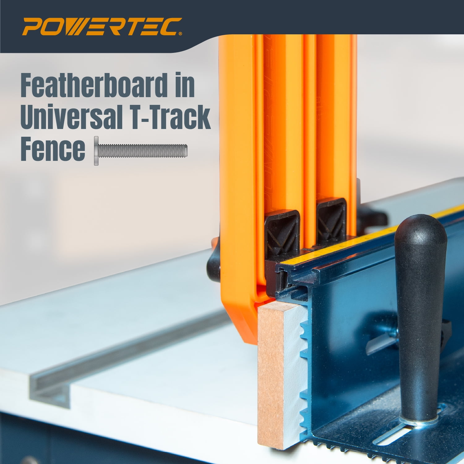 POWERTEC 2PK Stackable Feather Boards for Table Saw, Router Fence, Router Table & Bandsaw - Woodworking Tools & Accessories for Universal T-Track & Miter Slot Mount (71832-P2N)