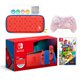 thumbnail image 1 of 2021 New Nintendo Switch Mario Red & Blue Limited Edition with Mario Iconography Carrying Case Bundle With Super Mario 3D World + Bowser's Fury And Mytrix Wireless Pro Controller and Accessories Nintendo HADSKEAAA, 1 of 2