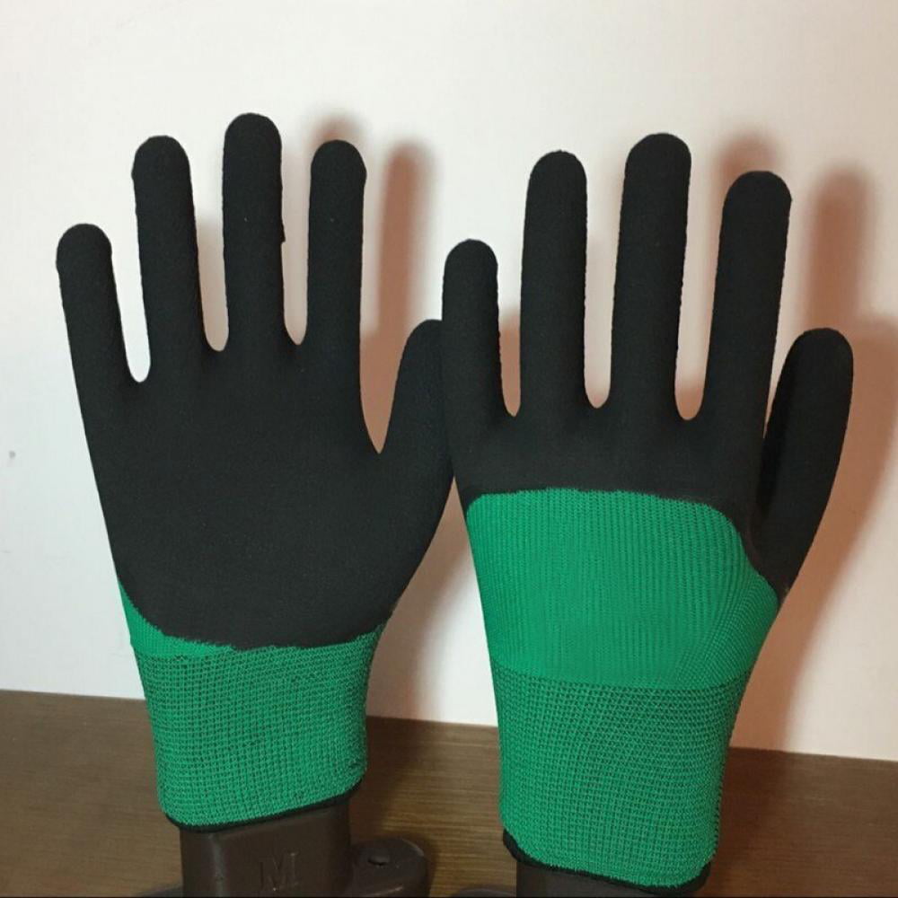 Premium Latex Coated Rubber Safety Work Gloves Builders Constructions Gardening 